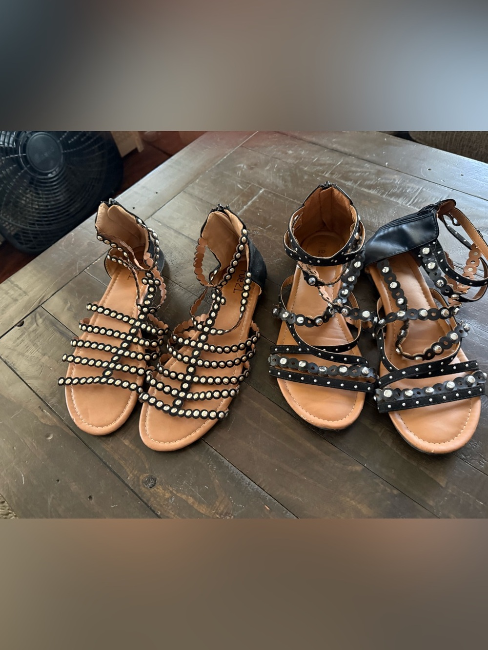 Rue21 Black and Tan Studded Strappy Sandals